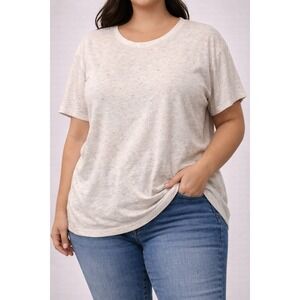 Old Navy Speckled Knit T Shirt Womens XX Large Beige Casual Short Sleeve